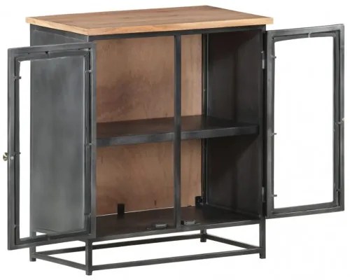 vidaXL Komoda sivá 60x35x70 cm masívne akáciové drevo a oceľ-