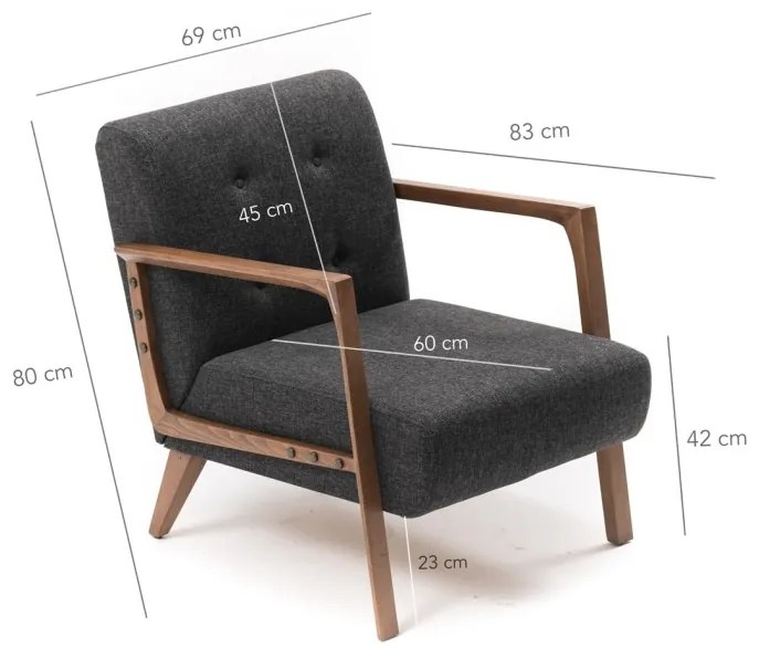 Kreslo Kemer tmavošedé