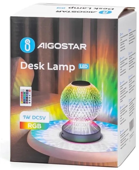 Aigostar-LED RGB Stmievateľná nabíjacia stolná lampa LED/1W/5V 1800mAh 13,5cm + DO