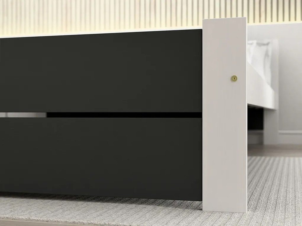 Posteľ IKAROS DOUBLE 180 x 200 cm, antracit/biela Rošt: S lamelovým roštom, Matrac: Matrac SOMMERA 18 cm