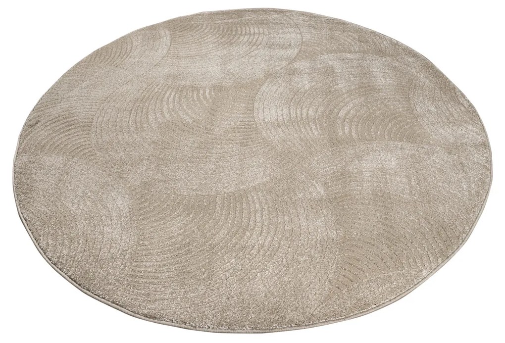 Dekorstudio Okrúhly jednofarebný koberec FANCY 647 -  béžový Priemer koberca: 120cm