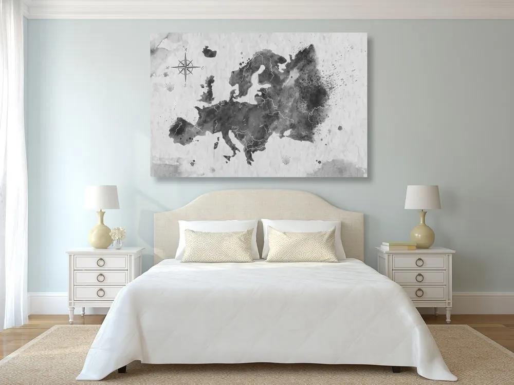 Obraz retro mapa Európy v čiernobielom prevedení - 120x80
