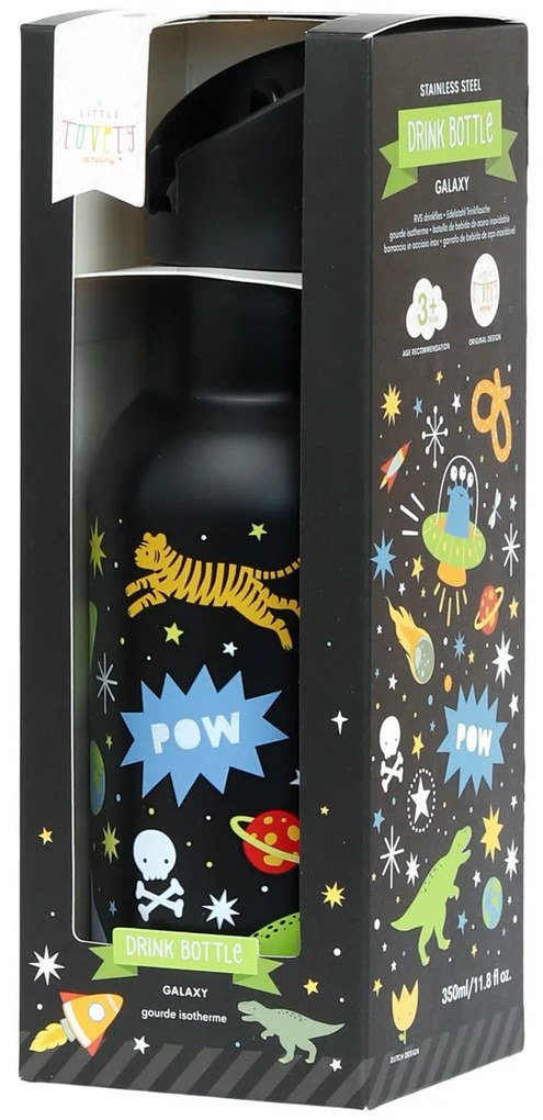 A Little Lovely Company - antikorová fľaša na pitie, 350 ml - vesmír