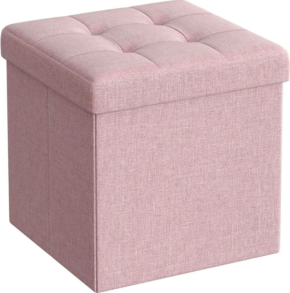 Dekorstudio Taburetka s úložným priestorom LSF028R01 z ružovej látky 30x30x30 cm