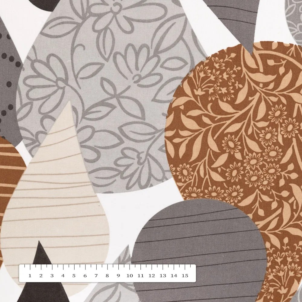 Biante Bavlnený štvorcový obrus Sandra SA-507 Hnedo-sivé kvapky s ornamentami 100x100 cm