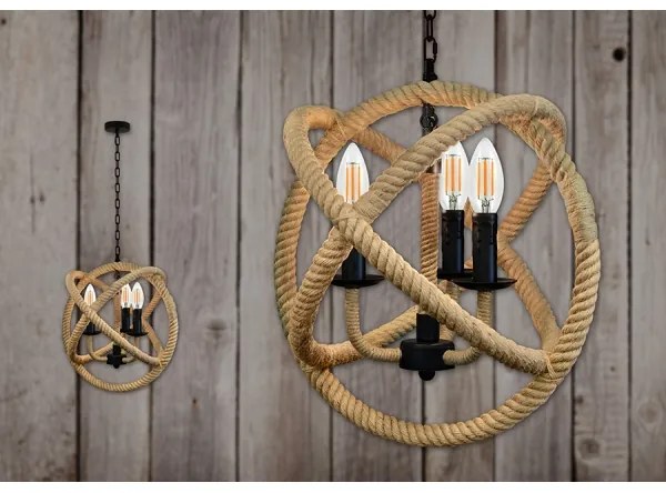 LED Luster na reťazi ROPE GLOBO 3xE14/4,3W/230V
