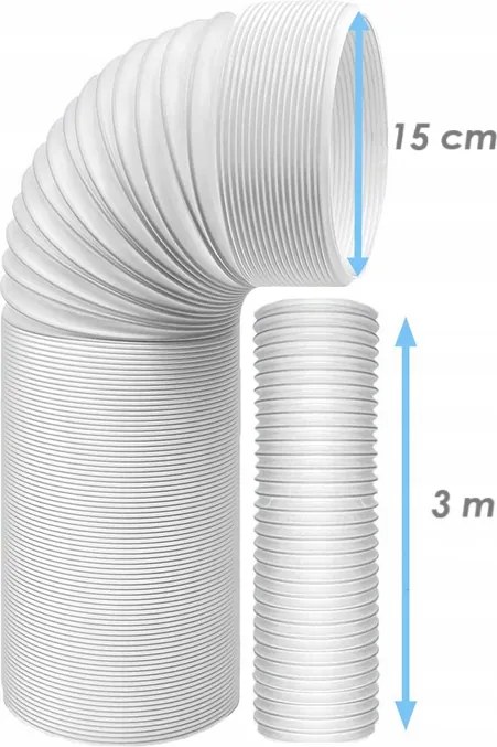 Rúra Na Klimatizáciu Dĺžka 3m Priemer 15cm Pevná Elastická Harmoniková