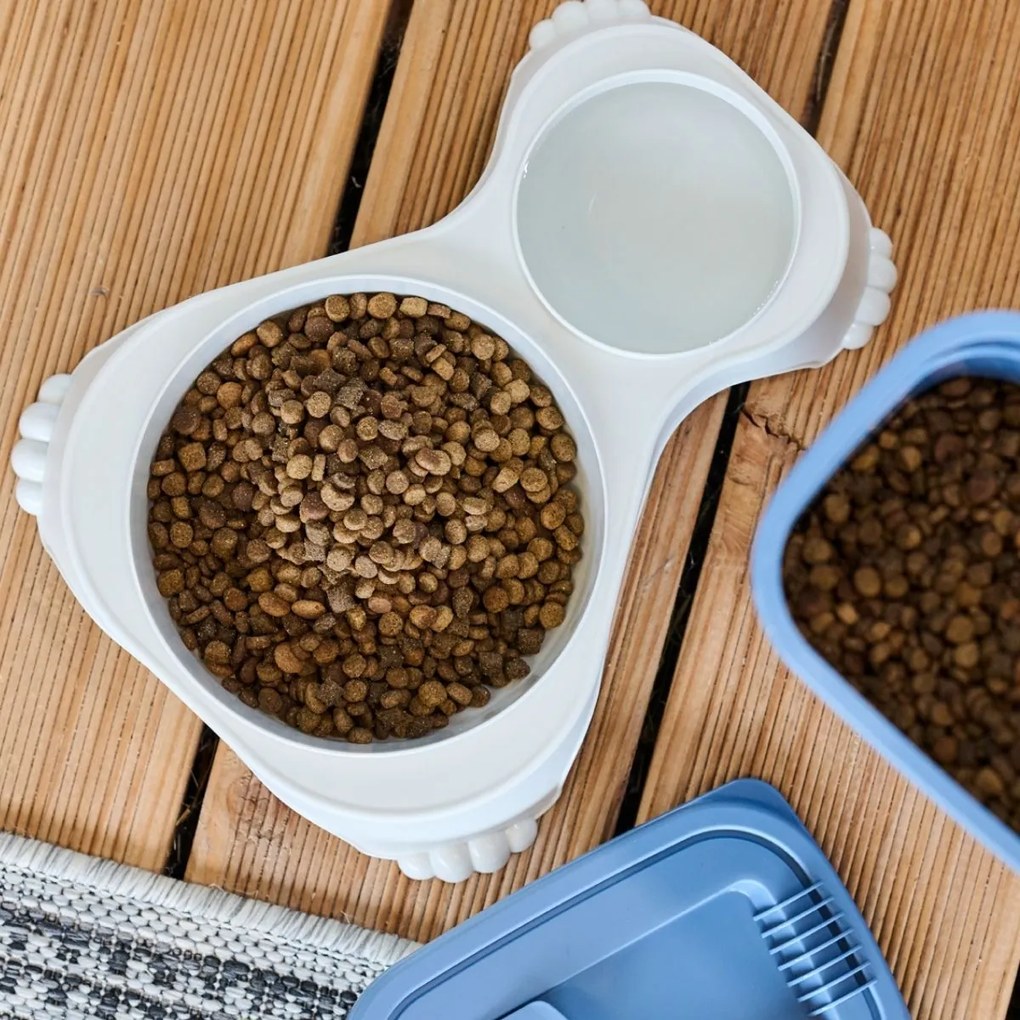 Rotho Miska na krmivo a vodu pre psov a mačky, dvojitá s vekom, SALLY - krémová