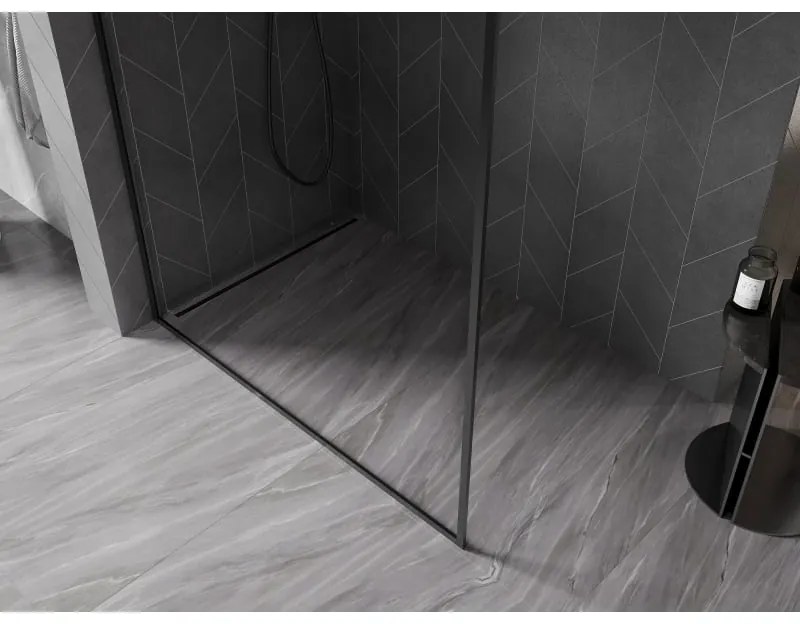 Mexen Kioto-F, sprchová zástena s rámom 170 x 202 cm, 8 mm číre sklo, čierny profil, 800-170-104-70-00