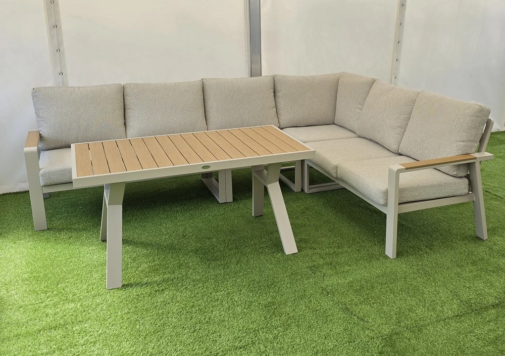 Rohová jedálenská súprava EMOT WPC KRÉMOVÁ