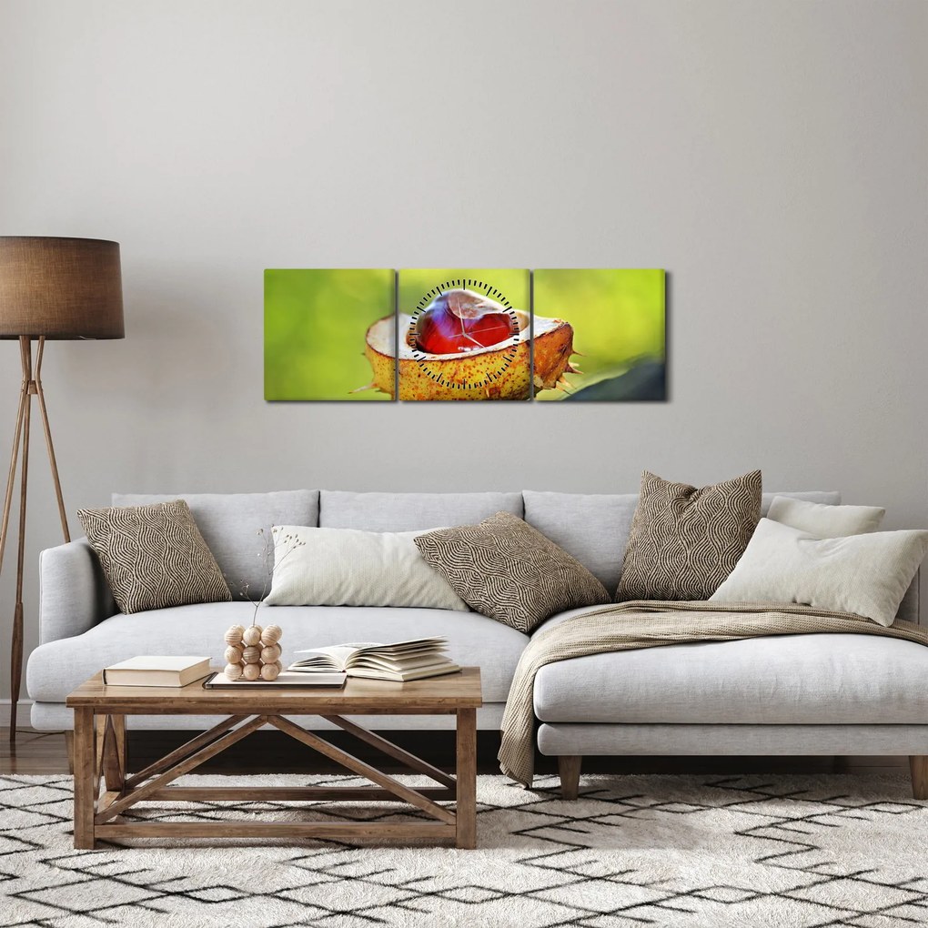 Obraz gaštanov (s hodinami) (90x30 cm)