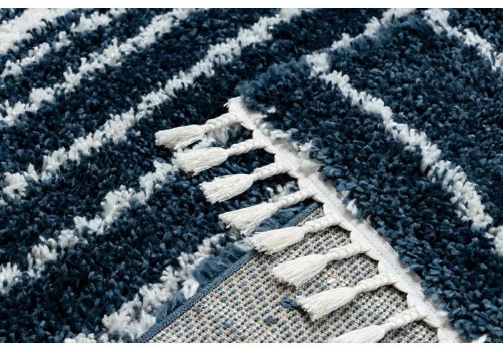 Kusový koberec Shaggy Pruhy modrý 160x220cm