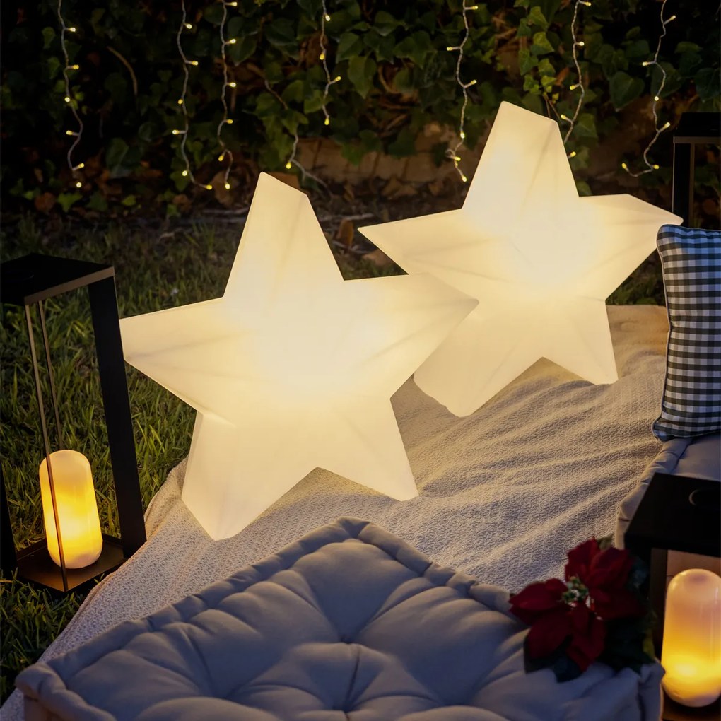 Vianočná stojaca lampa biela 45 cm vrátane nabíjateľného solárneho RGBW LED - Nova