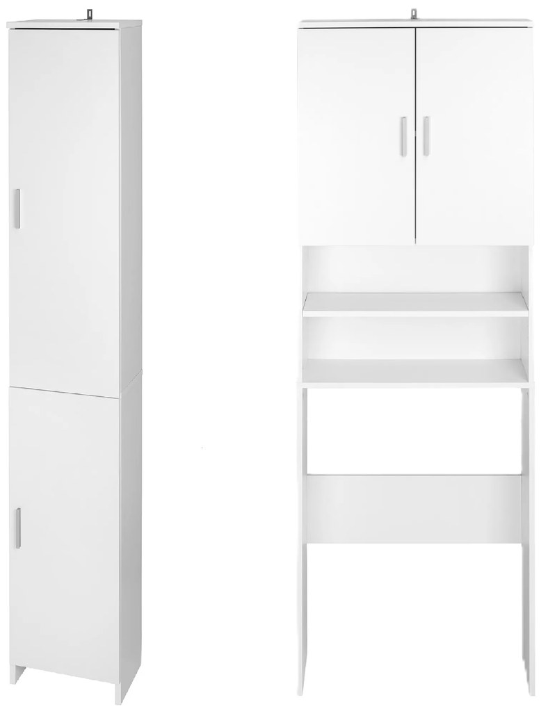 Livarno home Skrinka nad práčku Liverpool + Vysoká kúpeľňová skrinka Liverpool, biela  (800008454)