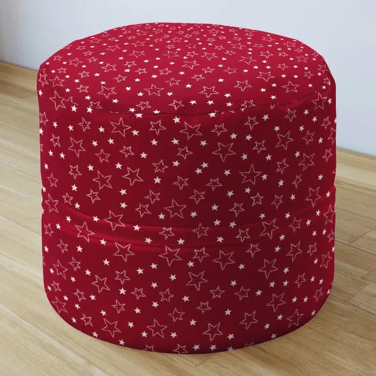 Goldea vianočný bavlnený sedacie bobek 50x40cm - strieborné hviezdičky na červenom 50 x 40 cm