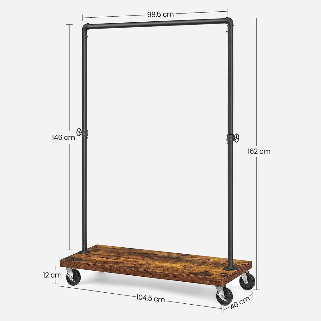 Stojan na oblečenie s vysokou nosnosťou do 90 kg, čierny