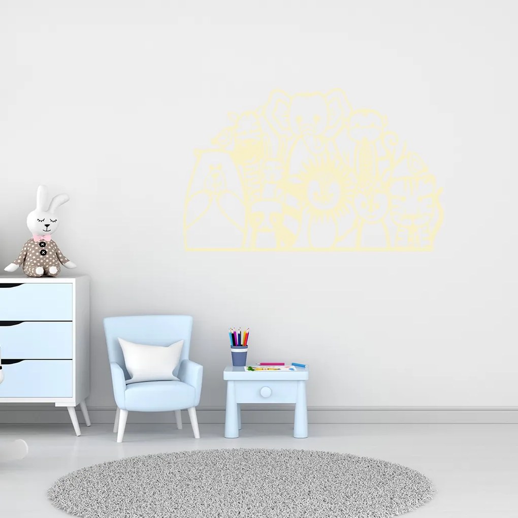 Veselá Stena Samolepka Africké zvieratká Farba: hnedá, Veľkosť: 80 x 50 cm