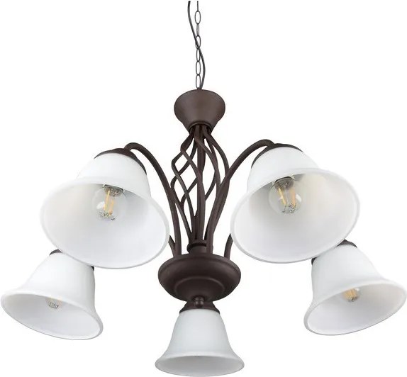 Tmavohnedé závesné svietidlo so skleneným tienidlom ø 60 cm Rustica – Trio