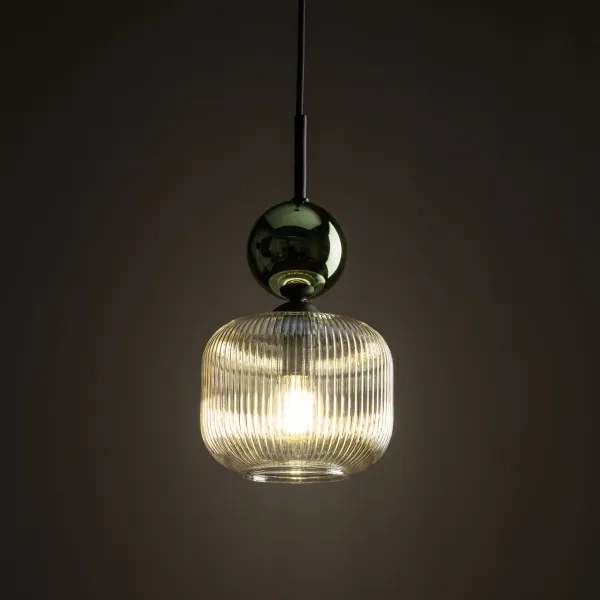 Závesný luster SOPHIA na lanku 1xE14/10W/230V čierna/zelená/dymová béžová