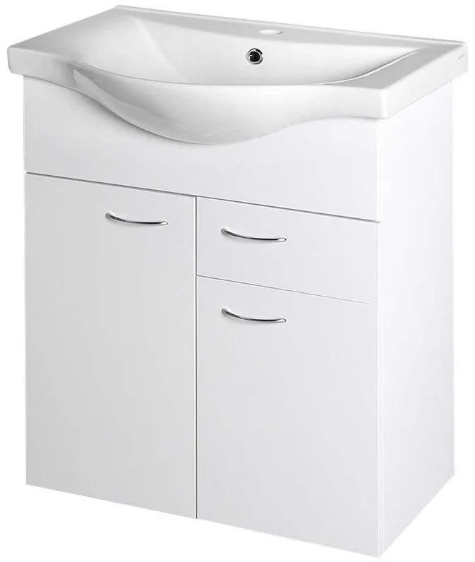 Aqualine Aqualine, KERAMIA FRESH umývadlová skrinka, 1 zásuvka, 60,6x74x33,7cm, biela, 50064A