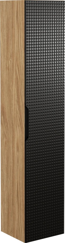 Comad Doplnková kúpeľňová skrinka vysoká Luxor Black 35 olejovaný dub/čierna mat