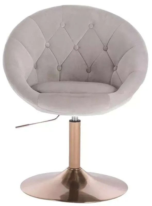 LuxuryForm DESIGN Kreslo VERA VELUR na zlatom tanieri - svetlo šedé