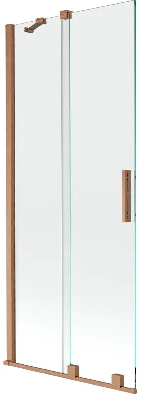 Mexen Velar, 2-krídlová posuvná vaňová zástena 80 x 150 cm, 8mm číre sklo, medená matná, 896-080-000-01-65