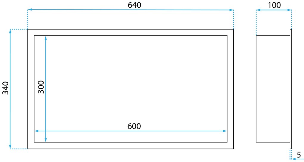 Rea Rea, LED polička na zapustenie 60x30x10 cm, 12W, 3000K, čierna matná, REA-08541