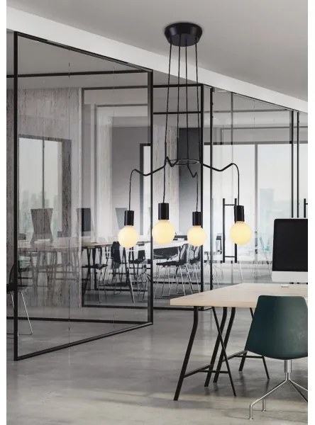 Luster na lanku BASSO 4xE27/40W/230V čierna