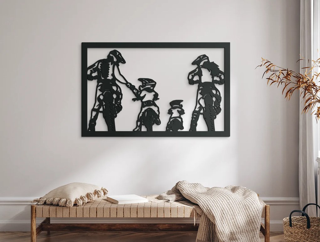 drevko Obraz na stenu Motorkárska rodinka Rozmer obrazu: 41 x 65 cm, Farba dekorácie: Čierna