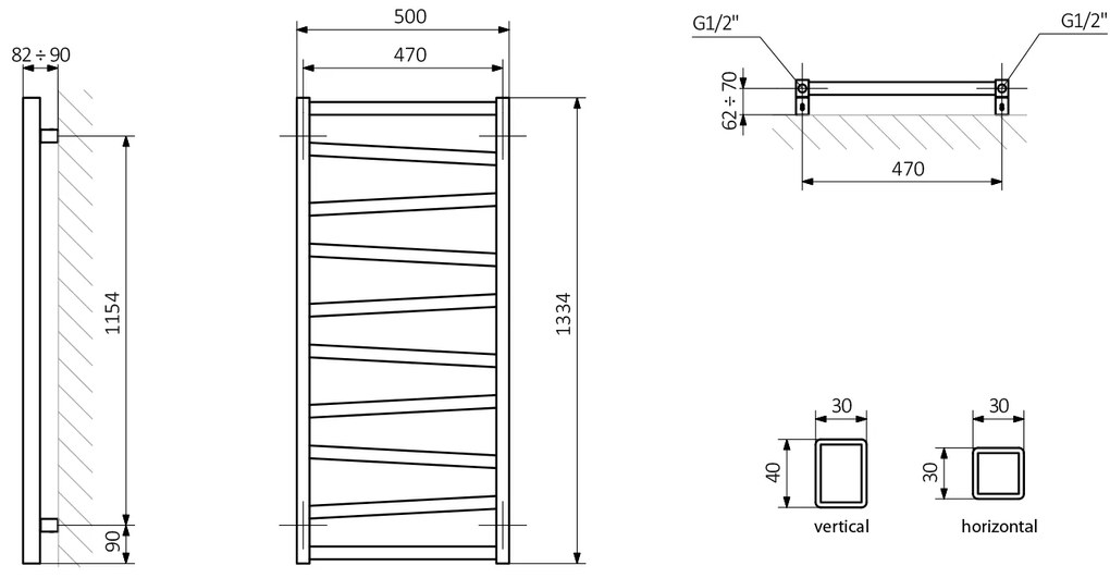 Sapho Sapho, ZIG vykurovacie teleso 500x1334 mm, 490 W, antracit, ZG513A