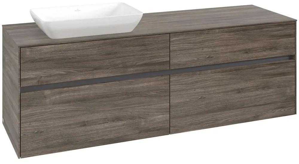 VILLEROY &amp; BOCH Collaro závesná skrinka pod umývadlo na dosku (umývadlo vľavo), 4 zásuvky, 1600 x 500 x 548 mm, Stone Oak, C12100RK