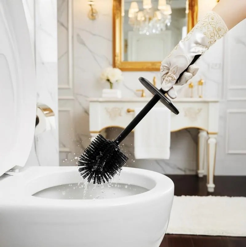 Erga Fonti, WC kefa na postavenie so silikónovou kefou, čierna, ERG-YKA-P.FONTI-SILKA-FB