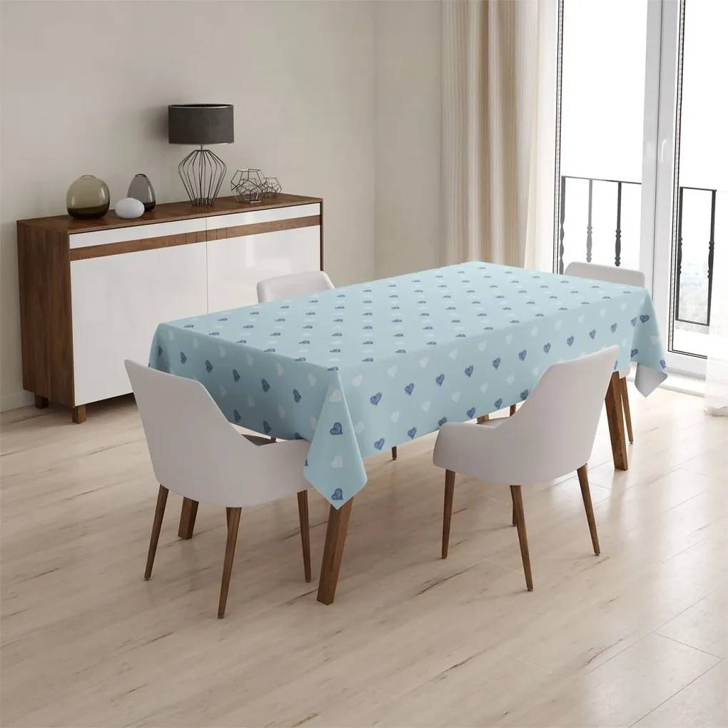 Sablio Obrus Srdce na modrej - 90x90 cm