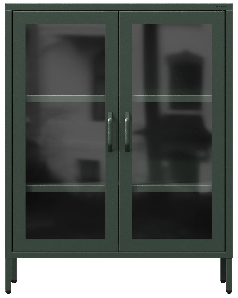 Vitrína GINA, 800 x 1015 x 400 mm, Modern: fľaškovo zelená farba