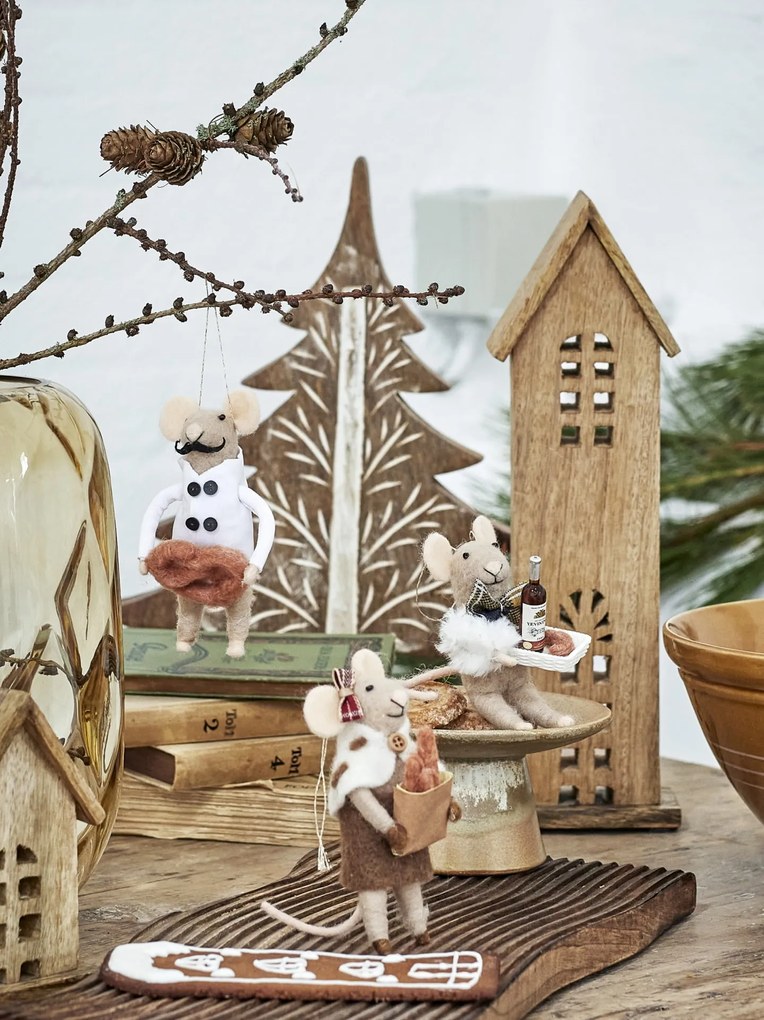 Bloomingville Drevený svietnik Culine Mango Wood – set 3 ks