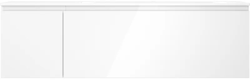 Mexen Orio, kúpeľňová skrinka 160 cm s pravým umývadlom Vela, 1S, 1D, biela lesklá, 91A13-16047-3-BBFF00-W23P00