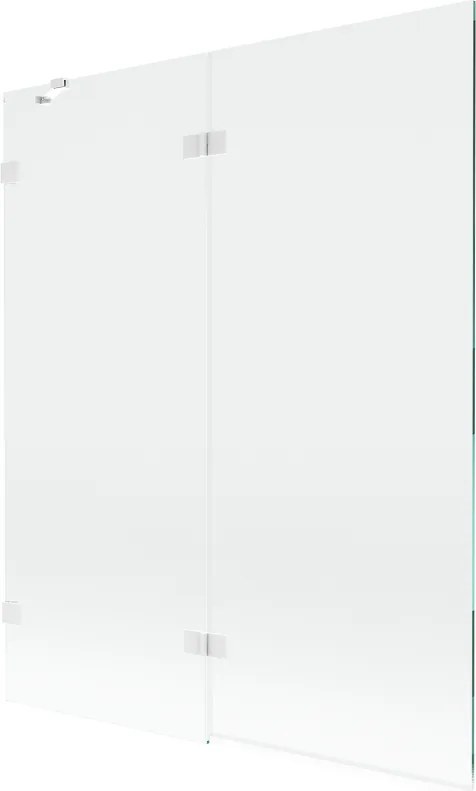 Mexen Lunar, 2-krídlová vaňová zástena ľavá 140 x 150 cm, číre sklo, biela, 897-140-100-20-00-L