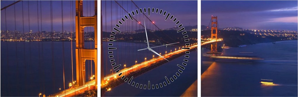 Obraz - Golden Gate Bridge (s hodinami) (90x30 cm)