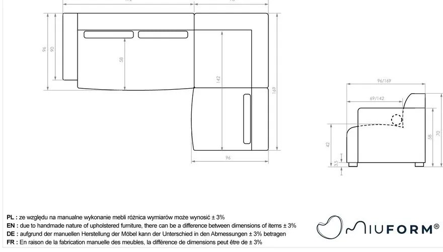 Sivá rohová pohovka (pravý roh) Flex Felix – Miuform