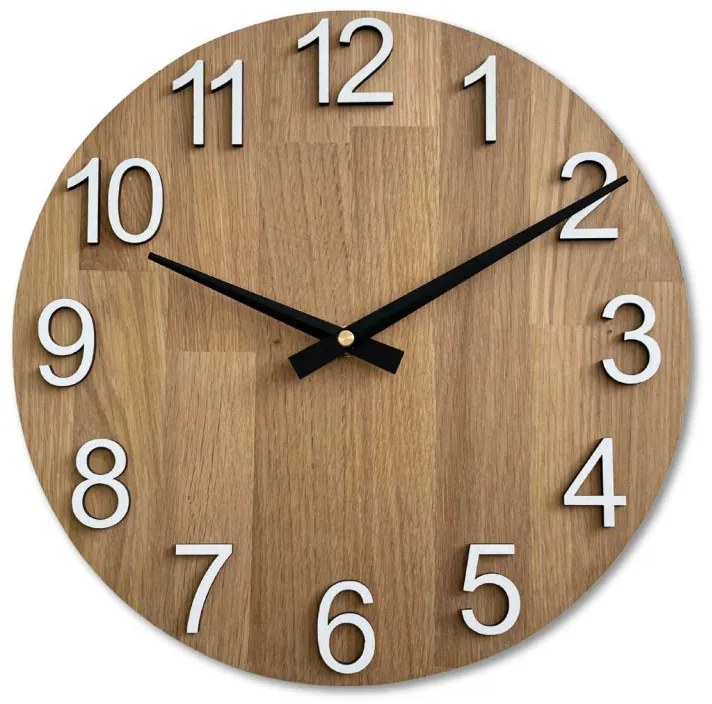 Dubové hodiny na stenu s veľkými číslicami I SENTOP MAS017-natural3041-hands/black