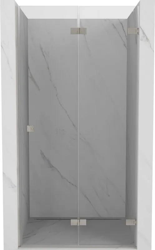 Mexen, Mexen Lunar-F pravé sklápacie sprchové dvere 70 cm, transparentné, brúsený nikel - 836-070-000-97-00-P