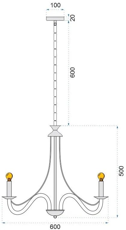 Toolight - Závesné svietidlo 8xE14 60W APP210-3CPR, čierna, OSW-08147