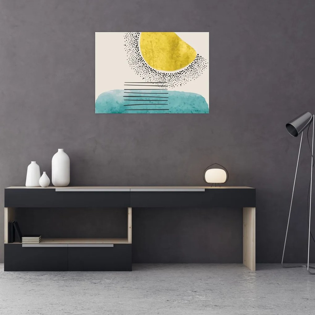 Sklenený obraz - Abstraktná maľba pláže N⁰2 (70x50 cm)