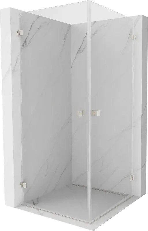 Mexen Lunar-B Duo výklopný sprchový kút 100 x 100 cm, číre sklo, brúsená oceľ, 832-100L-100P-97-00