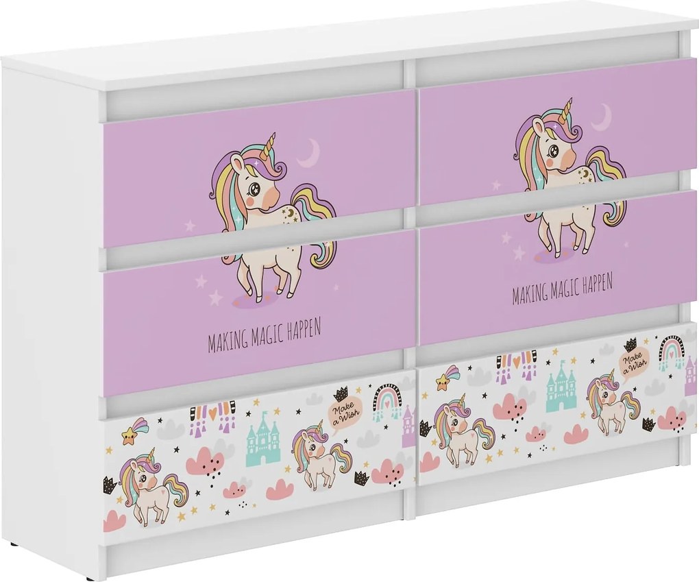 Wooden Toys Detská komoda R-120 Ružový jednorožec
