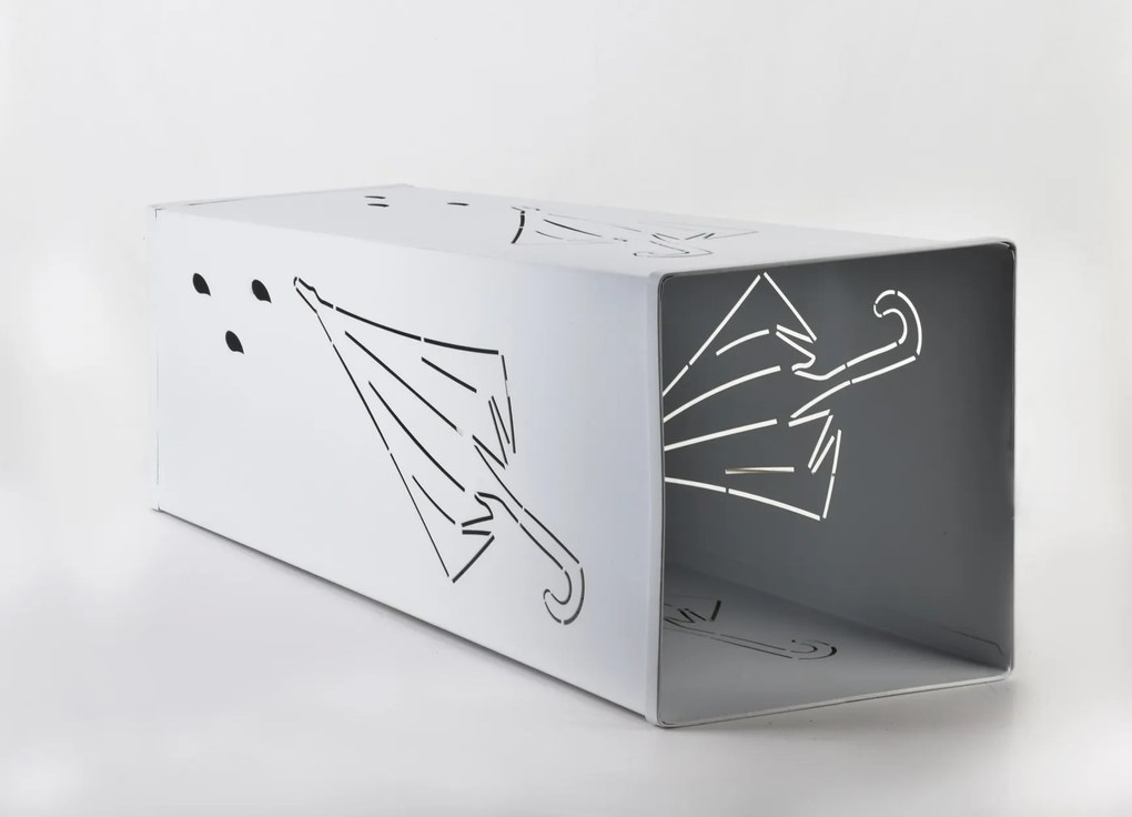 Kovový stojan na dáždniky Cedric White Square, 48,5x20,5 cm