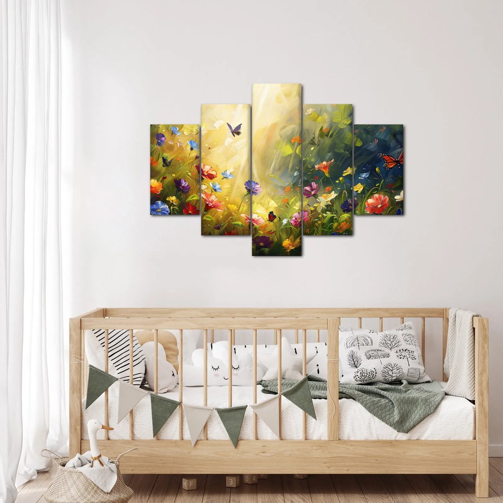 Obraz - Jarná kvetinová lúka, maľba (150x105 cm)