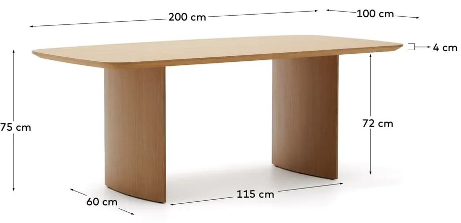 Jedálenský stôl v dekore duba v prírodnej farbe 100x200 cm Litto – Kave Home
