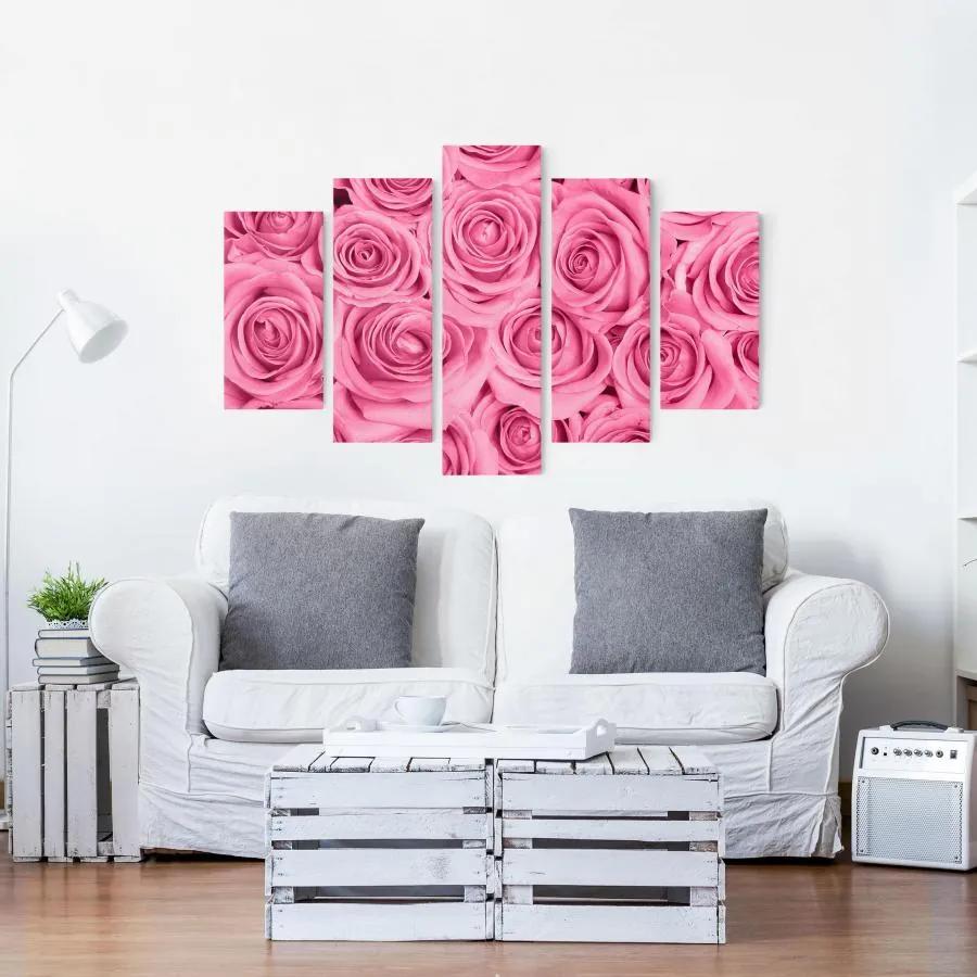 Manufakturer -  Päťdielny obraz Ružové ruže